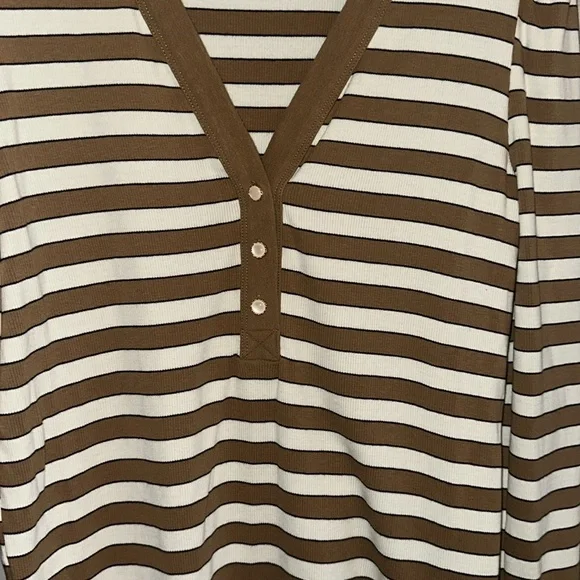 Modern Works Women’s Striped Puff Shoulder Top - Picture 3 of 6
